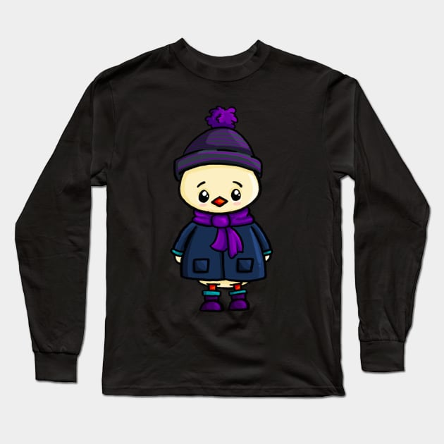 Winter-loving Ducky in his Scarf and Hat Long Sleeve T-Shirt by Fun4theBrain